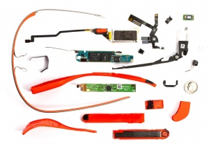 Disassembled Google Glass unit.